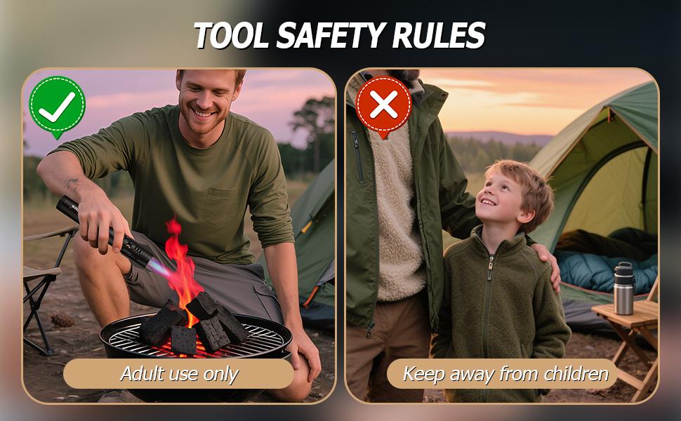 Butane Lighters Adjustable Jet Flame Torch Lighters Windproof 8" Portable Lighter Candle Campfires BBQs Kitchen (Butane Not Included) Black Decor Gift Lightweight Metal