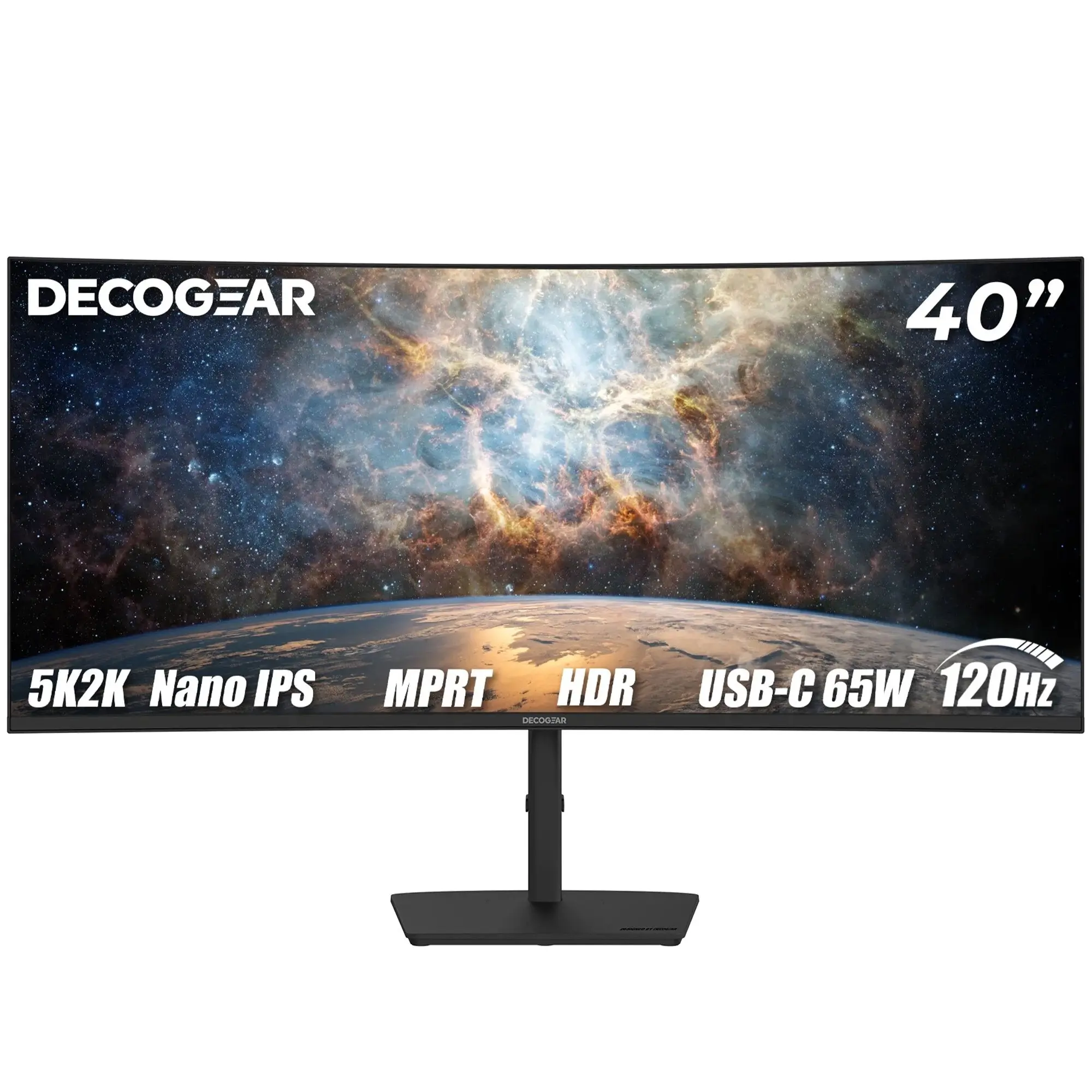 Deco Gear DGPRO40 40" Curved IPS Panel Curved Computer Monitor - 5120x2160 Ultrawide Display, 120Hz Refresh Rate, R2500 Curvature, 65W Type-C Power, Type-C Port, USB Hub, Blue Light Filter, Editing for Creators