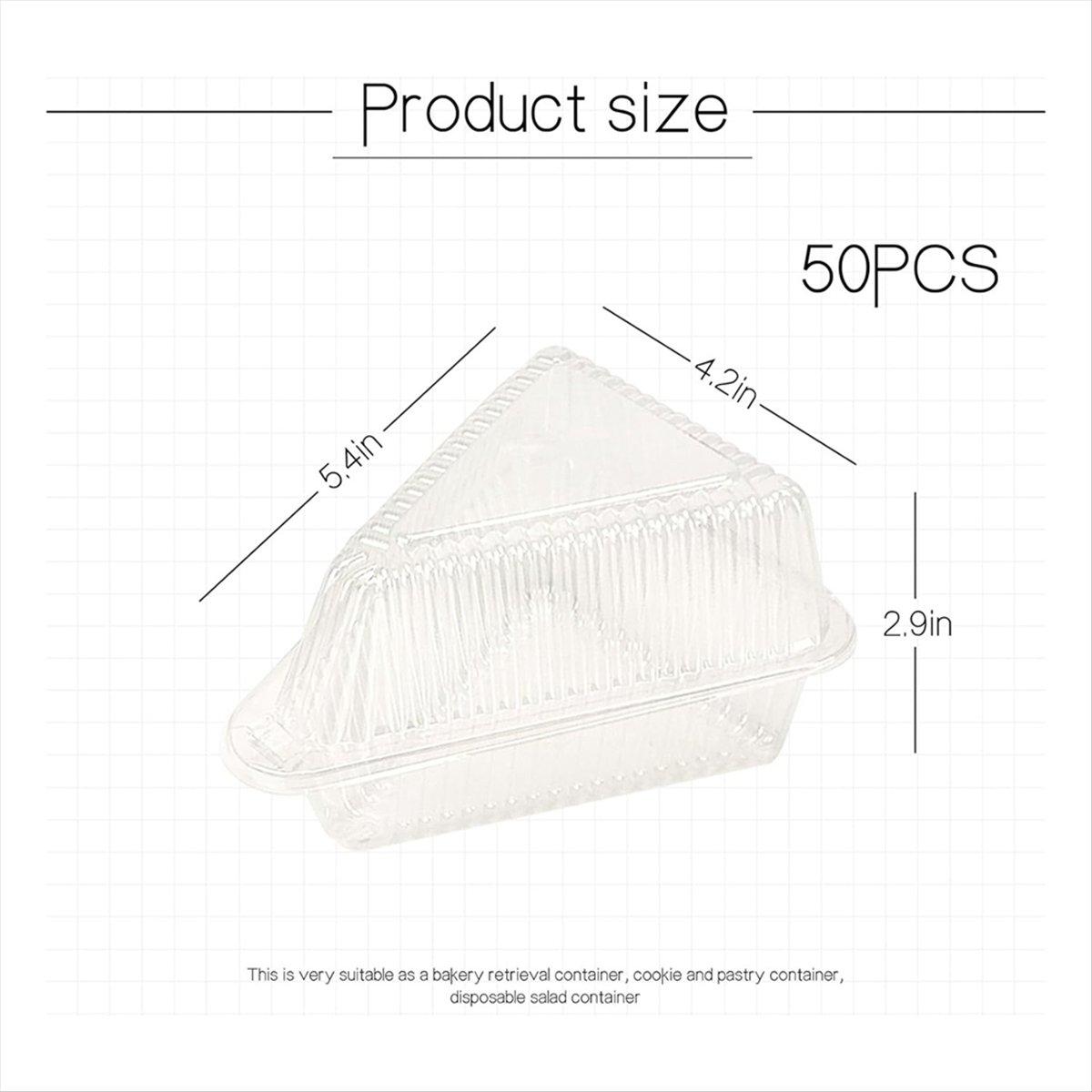 50Pcs Cake Slice Containers with Hinged Lid,Disposable Pie Slice Boxes,Individual Cheesecake Containers,Cake Carriers US