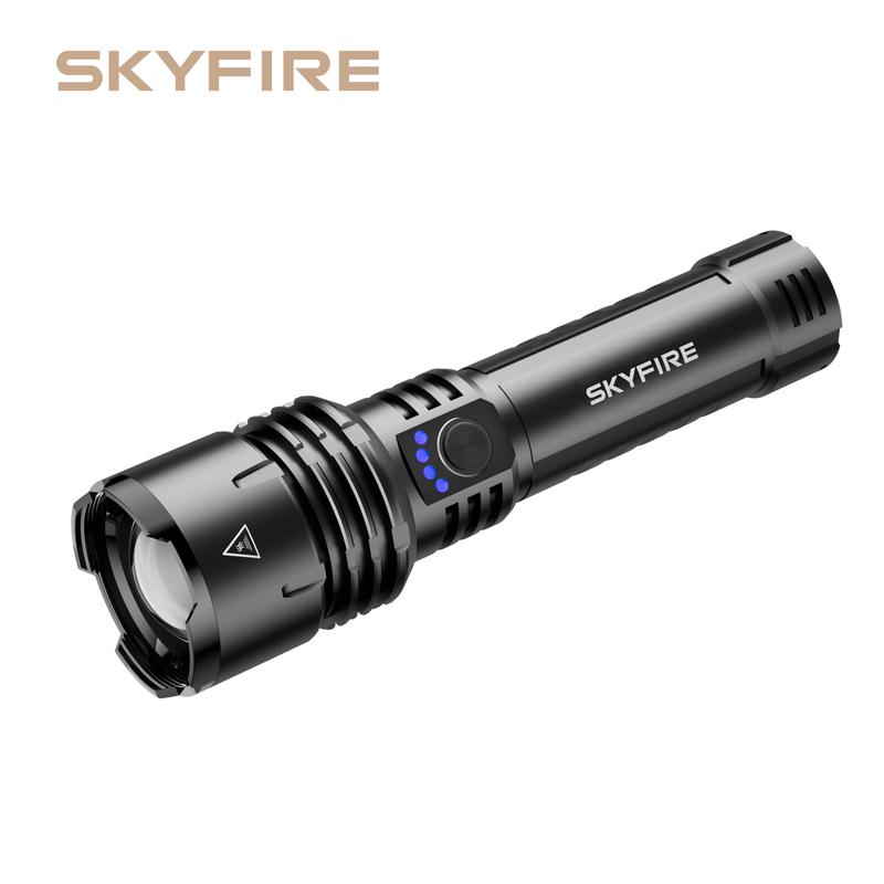 SKYFIRE 1376 LED Flashlight – High Lumen Rechargeable -Gathering Lens, Zoomable, 5 Lighting Modes, Ultra-Bright for Camping, Outdoor & Home Use