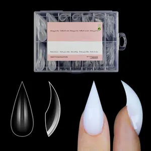 Halloween Cat Claw Short Curved Stiletto Nail Dual Forms for Poly Gel Extension 3D Sculptural Acrylic Nails Reusable Full Cover Molds 280 Pcs 14 Sizes