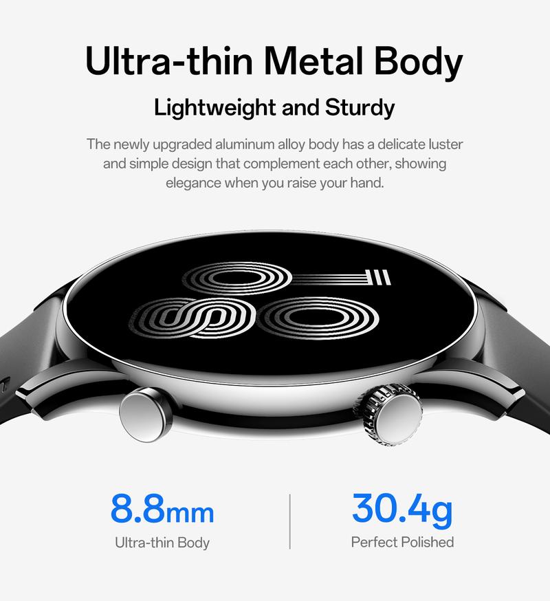 Aolon GTR3 Smartwatch — a perfect Valentine’s Day gift, 1.43" AMOLED HD display, AOD, heart rate monitoring, 110+ sports modes, waterproof, and up to 120-hour battery life. Compatible with iOS & Android, multiple colors, USB rechargeable, for Women & Men