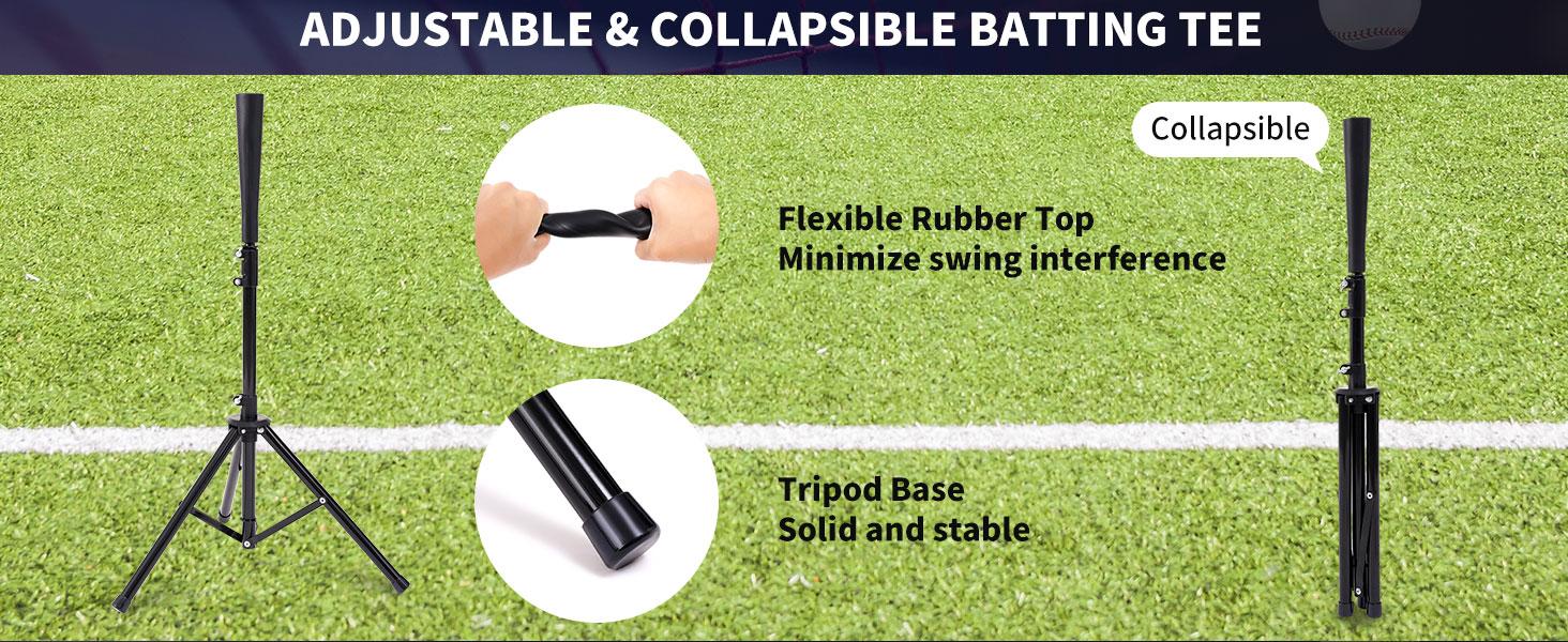 【SpringStatements】BAGAIL 7x7 ft Baseball & Softball Practice Net with Bow Frame for Batting, Hitting, Pitching, Portable Baseball Throwing Net with 2 Strike Zone Batting Tee, Carry Bag, Great for All Levels