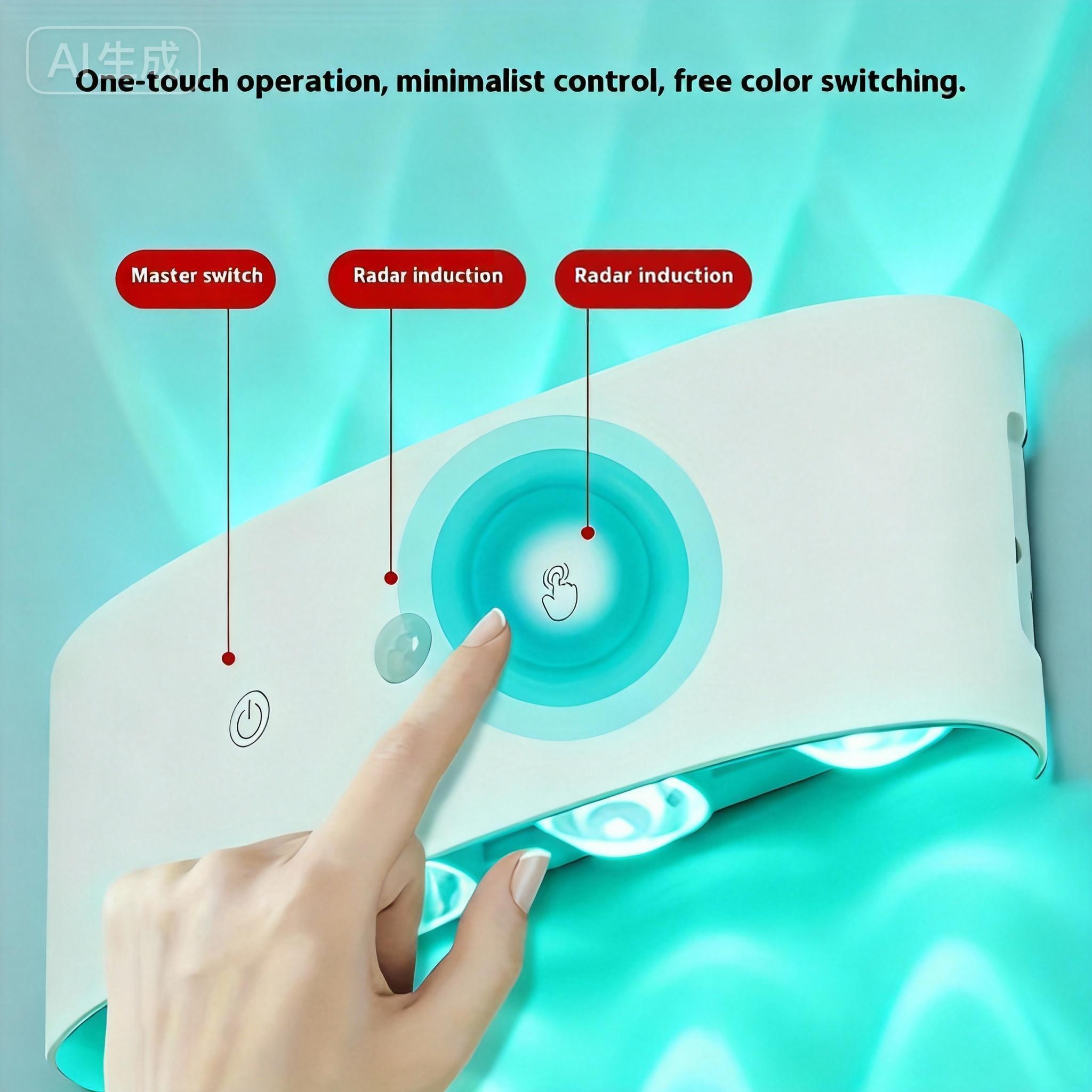 LED Light Smart Motion Sensor Wall Lamp with TouchSwitch Rechargeable Battery Powered Magnetic Installation for Indoor Decorative Ambiance Lighting