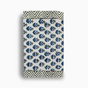 Hand Block Print Table Runner – White & Oxford Blue