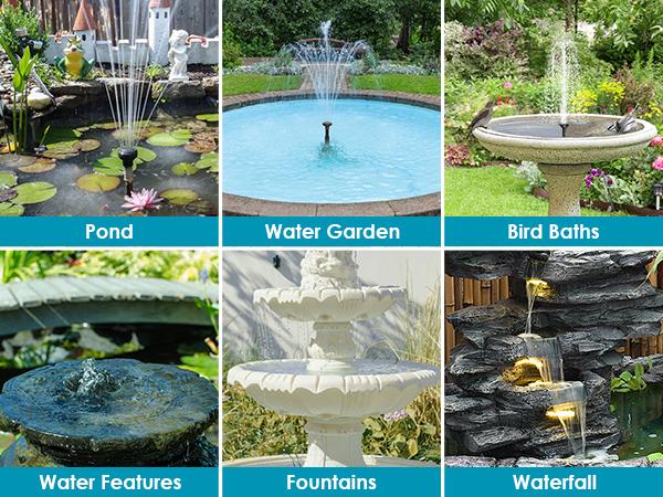 AquaMiracle All-in-1 Pond Fountain Kit with 3-Spray Patterns Pond Filters System for Outdoor Ponds with Color LED & U - V Light to Clean Green Water Fountain Pump
