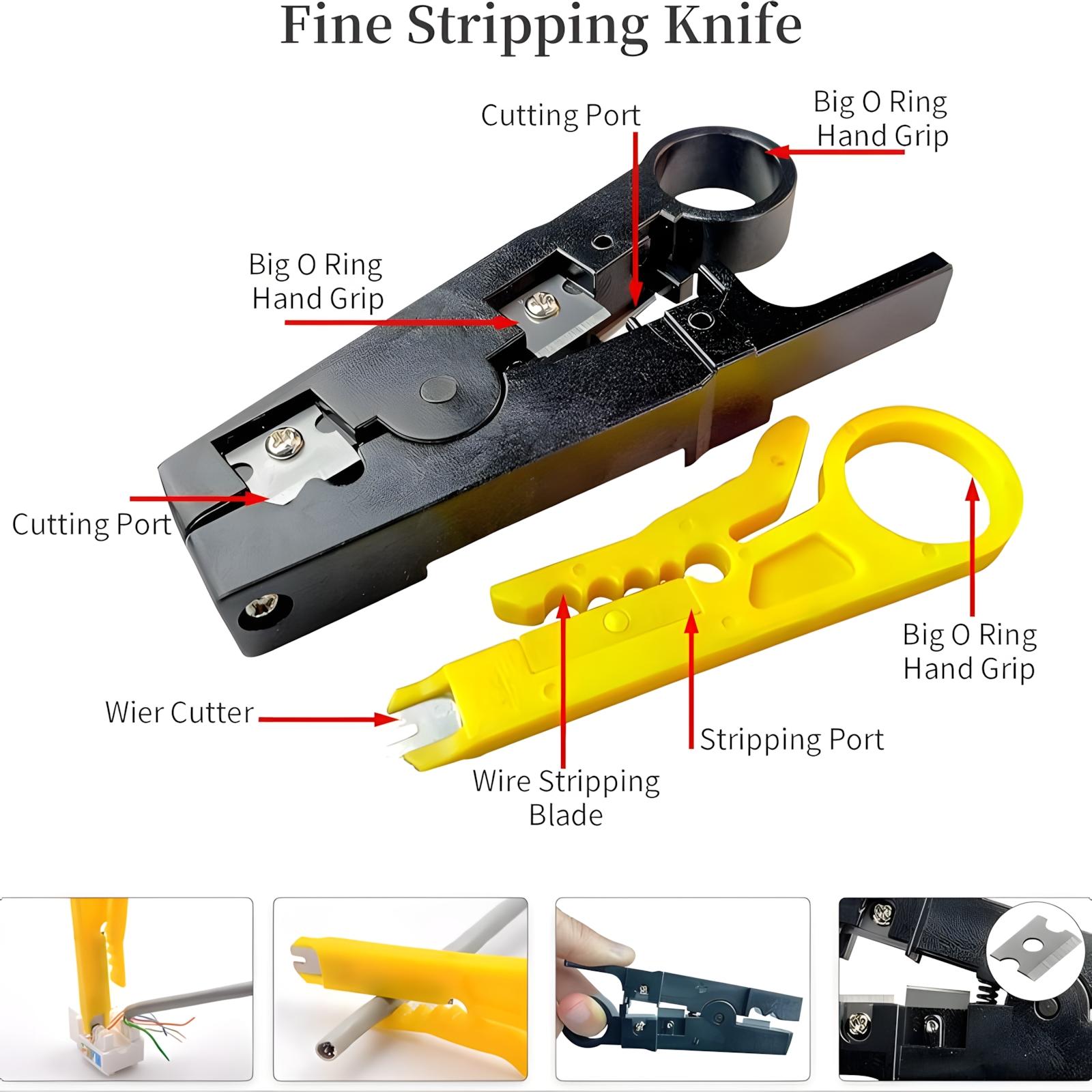 Complete 11 in 1 Network Crimping Tool Kit Includes Portable Cat5 Cat5e Cable Tester and 8P8C 6P6C 4P4C Connectors for Easy Wiring Repair