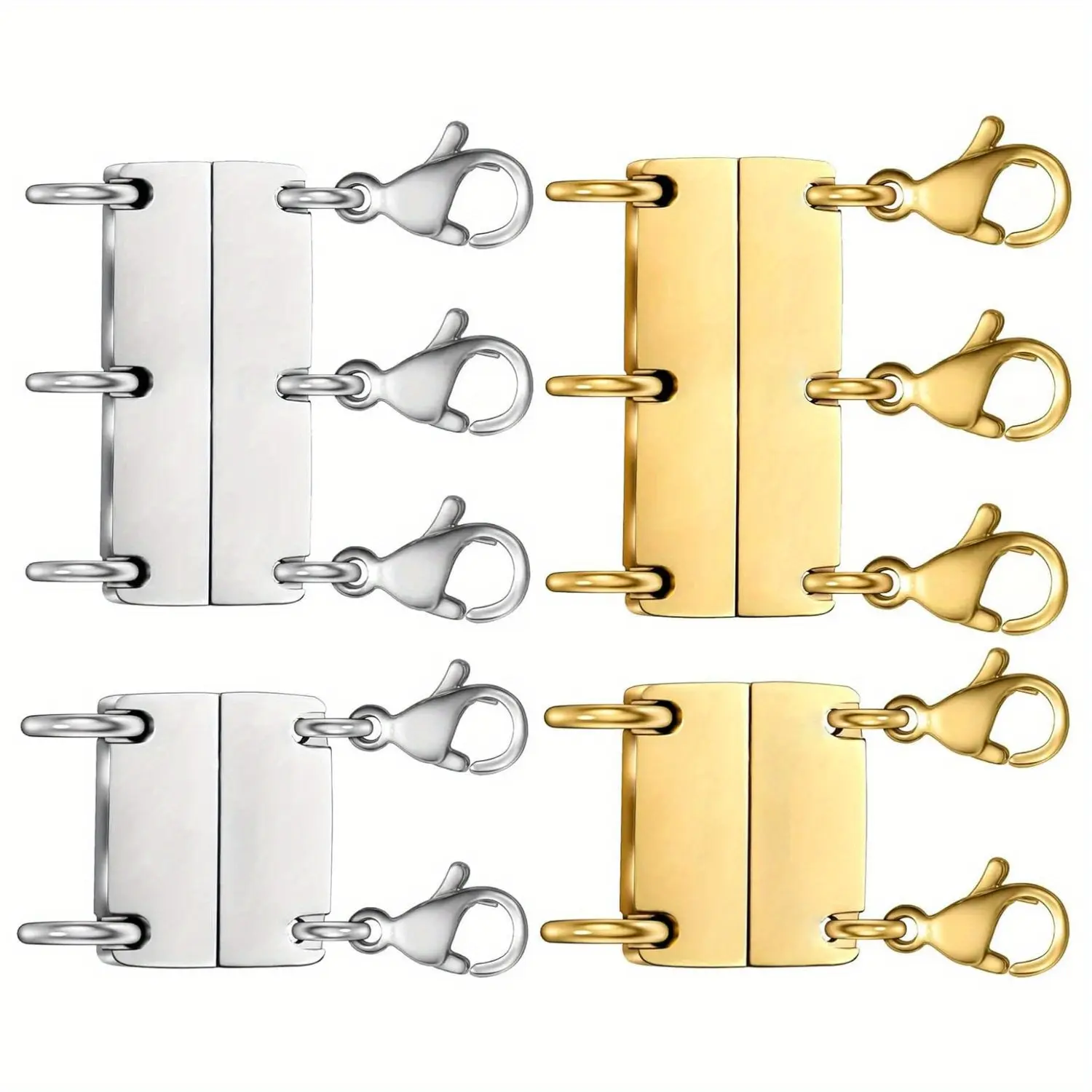 Women's Gold Tone Stainless Steel Layering Necklace Separator - Magnetic Clasp Extender, Lightweight Stackable Jewelry, Long-Term Wear, for Jewelry Lovers, Valentine's Day, Weddings & Parties, Anniversary, All Seasons (2/4 Pcs)