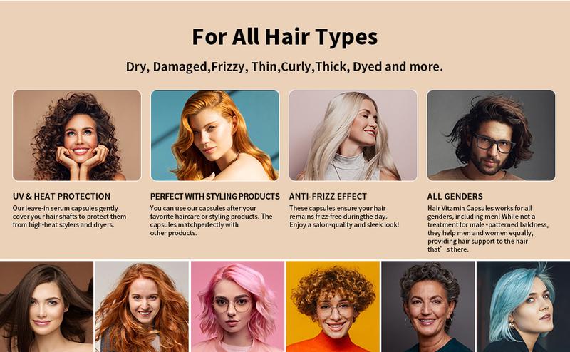 POEROES  50 Capsules Hair Oil With Argan Avocado & Moroccan  Oil - Hair Vitamins A C E Pro B5 - Hair Serum for Frizzy and Damaged Hair ， Leave In Conditioner ，Conditioner for Women & Men ， Haircare Shampoo Comfort Cleansing