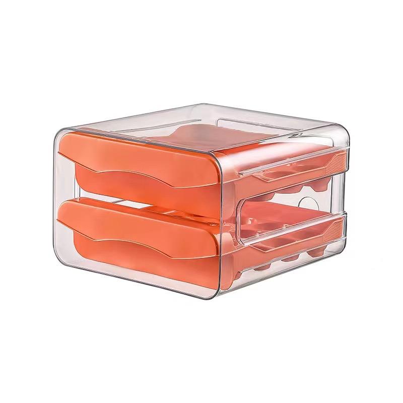 Egg Organizer Container for Fridge - Refrigerator Storage Holder Tray: Eggs Plastic Drawer Bins, Clear Box, Stackable Large Containers Refrigerator Organizer Bins,60 Grids Egg Container for Refrigerator,2Layers Egg Tray, Clear Egg Organizer,Kitchen Gabget