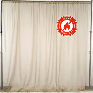 2 Pack 5ftx10ft Natural Chiffon Backdrop Drape Curtains, Durable Flame Resistant Sheer Organza Event Divider Panels With Rod Pockets