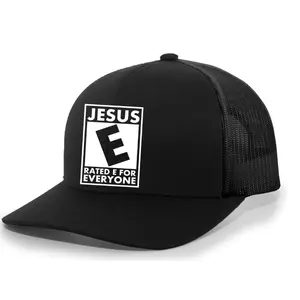 Mens Christian Hat Jesus Rated E for Everyone Mens Christian Mesh Back Trucker Hat Baseball Cap