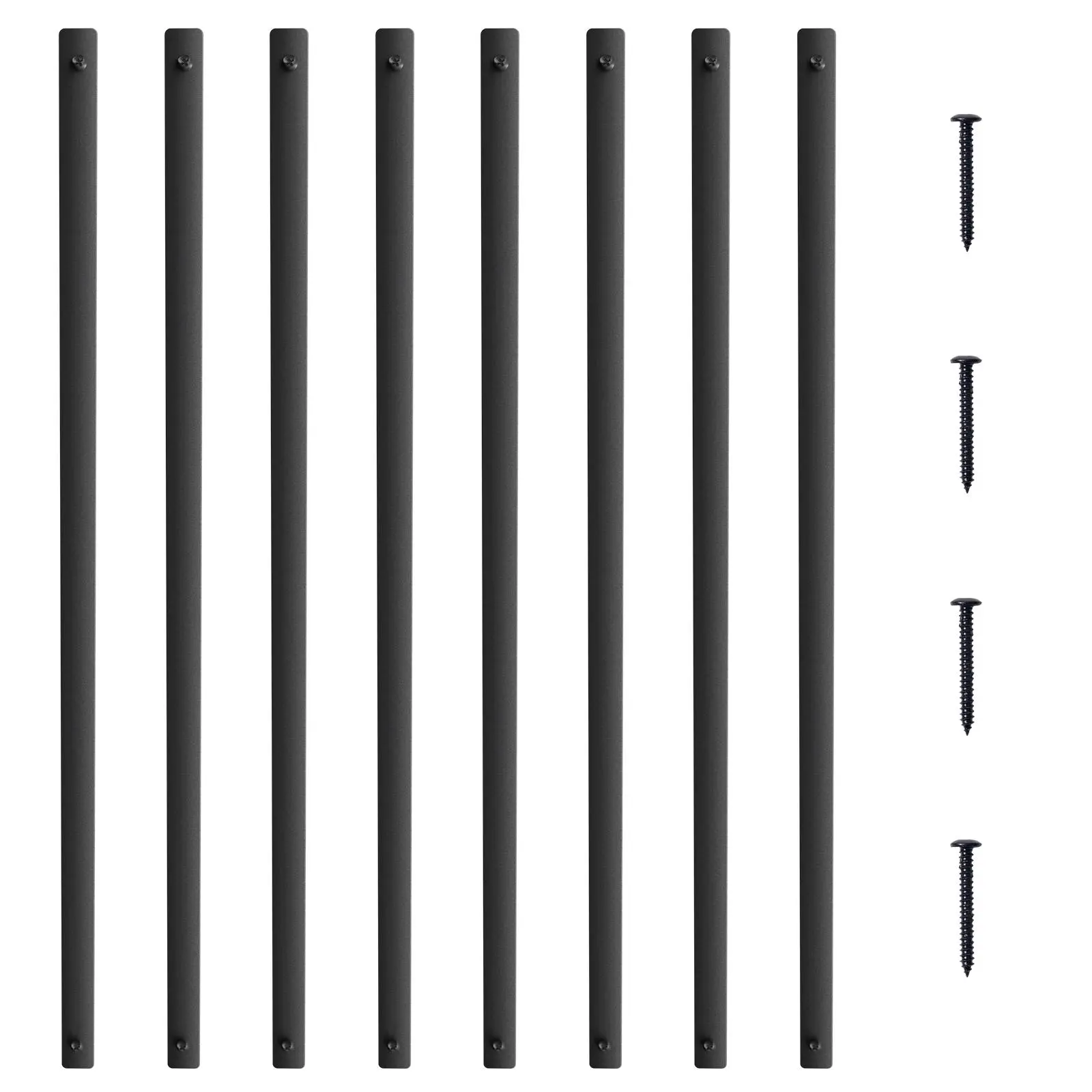 【Backtoschool】VEVOR Staircase Metal Balusters, 32.28in x 1in Flat Aluminum Alloy Hollow Tube Spindles, 51-Pack Deck Baluster with Screws, Satin Black Matte Coated Classic Banister for Stairs/Decks, Fences, Porch, 32.28'' X 1''