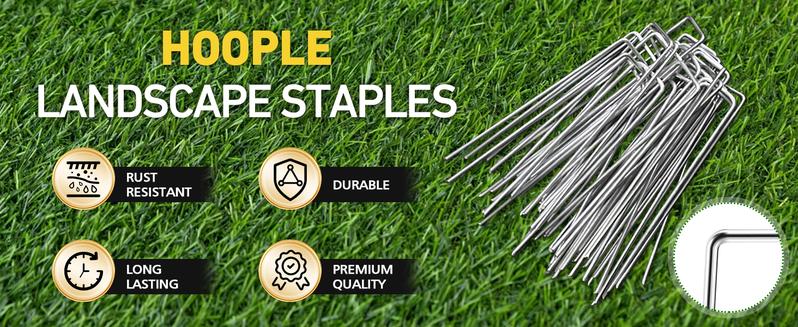 6 Inch Landscape Staples, Garden Stakes Galvanized Tent Stakes Heavy Duty 11 Gauge Anti-Rust Staples for Plant Cover, Turf, Fence, Grass Decoration