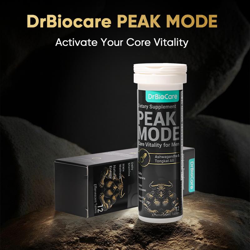 DrBioCare PEAK MODE – Men’s Vitality, Energy, Strength & Endurance Support | Portable & Fast-Dissolve Effervescent Tablets with Shilajit, Tongkat Ali, Maca & L-Arginine for Daily Focus & Wellness
