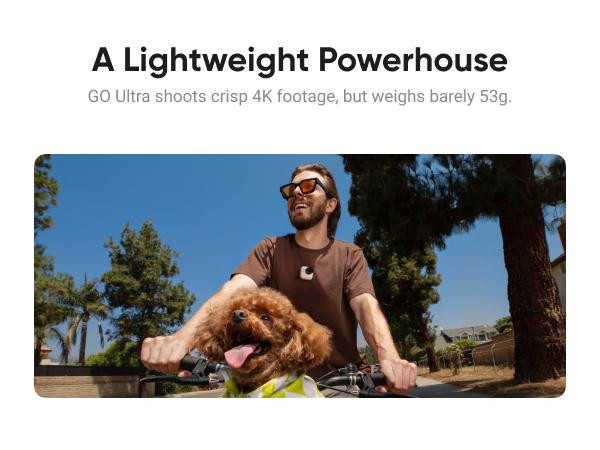 Insta360 GO Ultra - Small 4K Vlogging Camera, Hands-Free, POV Cam, 1/1.28" Sensor, 53g Lightweight, 156° FOV, 200 Min Battery Life, Magnetic Wearable Action Camera for Sports, Vlog