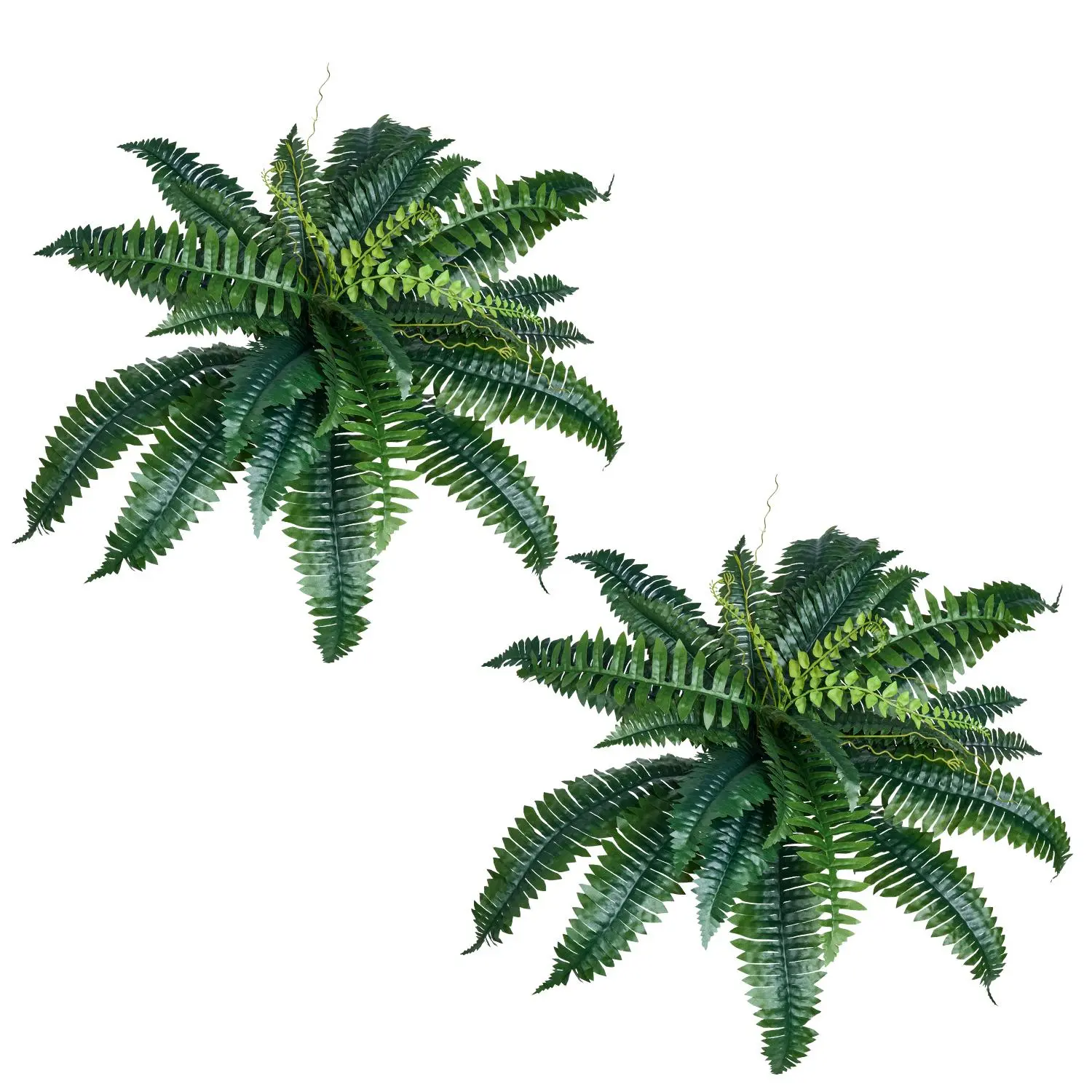 VEVOR Artificial Ferns 2 Pcs,  Natural Spread Diameter 31-34 Inch, Large Hanging Artificial Boston Ferns, Fake Plant Wall Decor with 30 Branches, Faux Fern for Home and Office (Flowerpot Unincluded)#BackToSchool