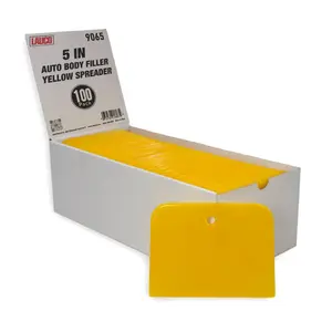 Lauco 5" Reusable Plastic Auto Body Filler Spreaders, Yellow, Pack of 100, Model 9065