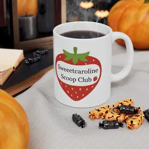 Strawberry Logo Mug | Ceramic Coffee Cup, 11oz 15oz Sweeet Caroline Scoops