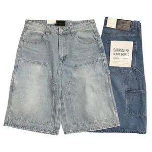 Men's Baggy Loose Fit Carpenter Denim Shorts 100% Heavy Cotton Jean Short