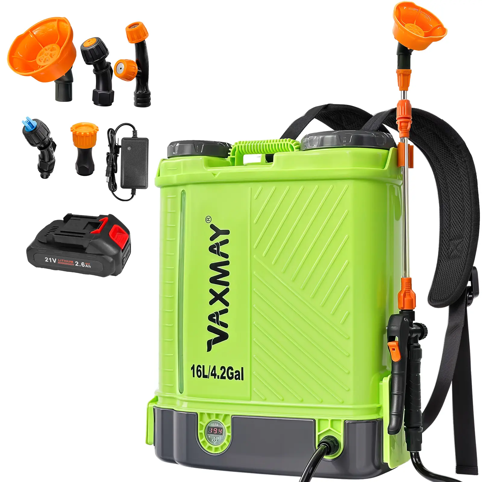 【DealsForYouDays】VAXMAY Battery Powered Backpack Sprayer 4 Gallon 100 PSI Electric Garden Sprayer Works with Makita 18V Battery 5 Nozzles Telescopic Wand Included 2.6 Ah Battery & Charger Included, 100 Psi Pressure