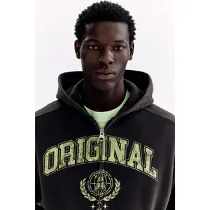 H&M Oversized Fit Printed zip-through hoodie