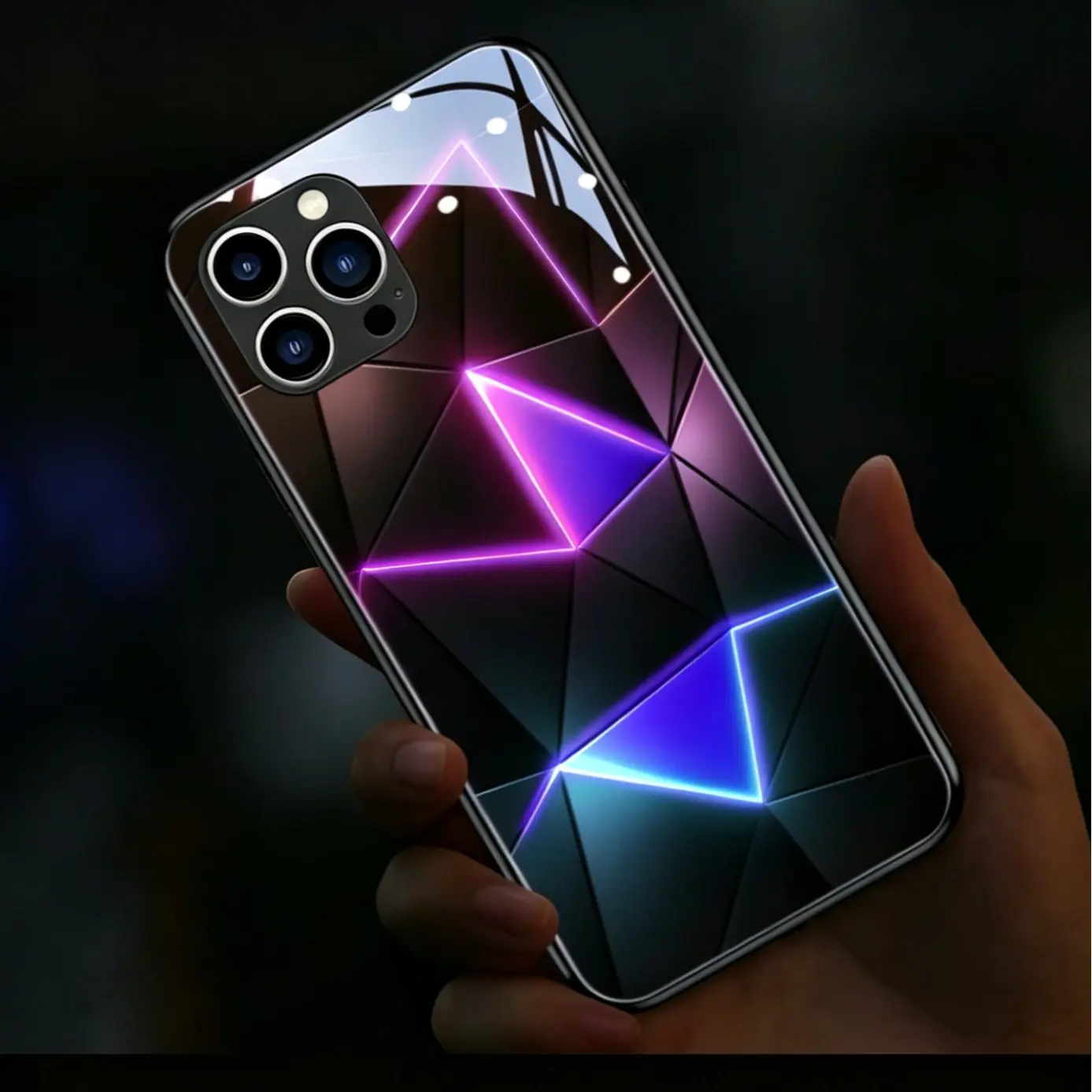 LED Flash Light Glass Phone Case, Luminous White Light Phone Case, Blinks with Incoming Calls, Messages and Music, Compatible with iPhone 17 16 15 14 13 12