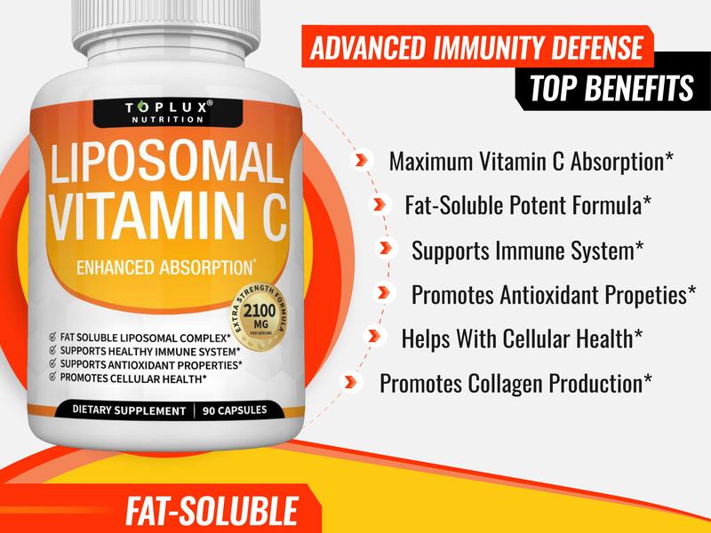 Liposomal Vitamin C Supplement 2100mg High Absorption