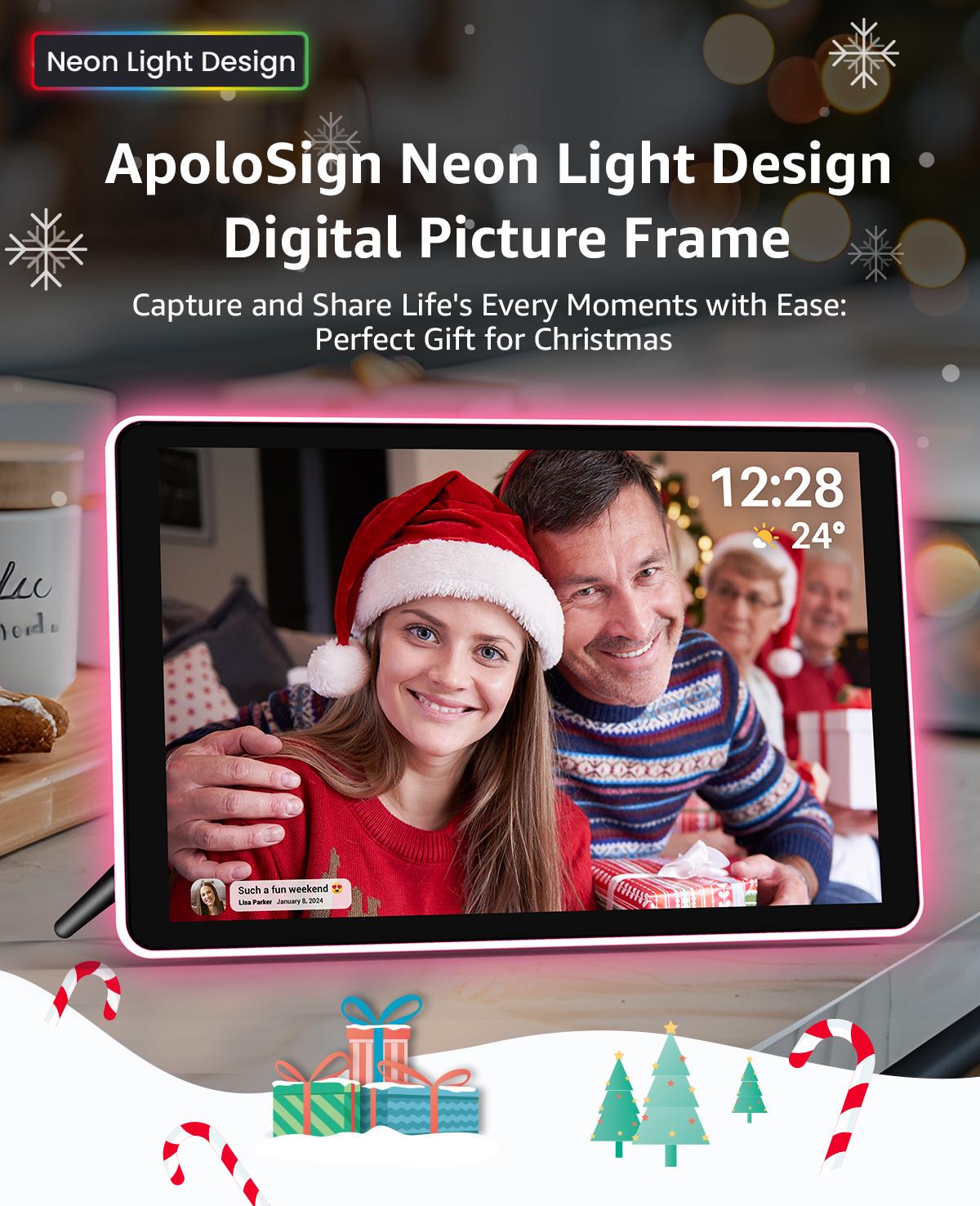 Nixplay&Frameo Digital Picture Frame, ApoloSign 10.1" 15.6" WiFi Video Decor Frame, Free APP, Wall Mountable, HD Touch Screen Display, Support Google Photos, with 32GB Storage, Smart Electronic Picture Frame for Friends, Family
