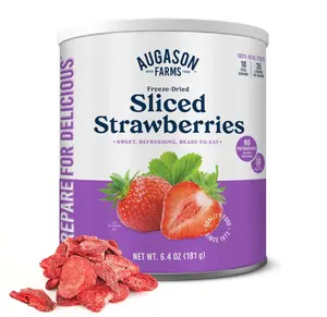 Freeze Dried Sliced Strawberries Can - Gluten Free Snack for Baking, Smoothies, and Emergency Storage - Healthy Individual Fruit Snacks – 6.5 Ounces (18 Servings)