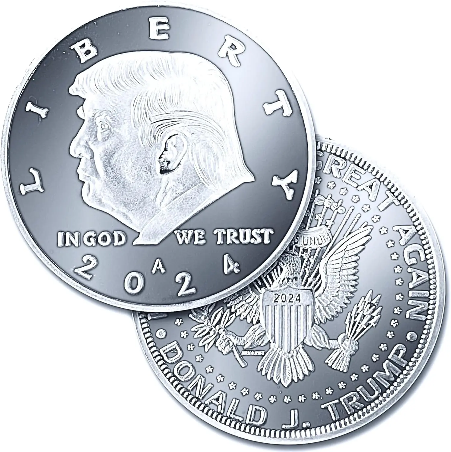 Donald Trump Silver Coin 2024 with Certificate of Authenticity, President Coin, Trump Coin Collectors, Silver Plated, 38mm x 2mm