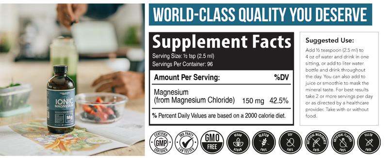 Liquid Magnesium | 8 oz – Ionic Magnesium Chloride for Fast Absorption – Supports Calm Mood, Sleep & Muscle Relief – Vegan, Glass Bottle (96 Servings) Supplement Essential