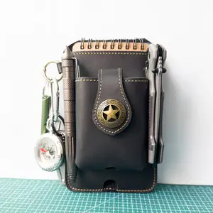 Men's Leather Waist Bag with Phone Pocket for Outdoor Gym Work Everyday Carry Stylish Belt Phone Bag for Men High Quality Holster Bag Mens Waist Bag Cell Phone Bag Outdoor Gear Sleek Accessory Durable Construction Hiking Trekking Rucksack Waist bag