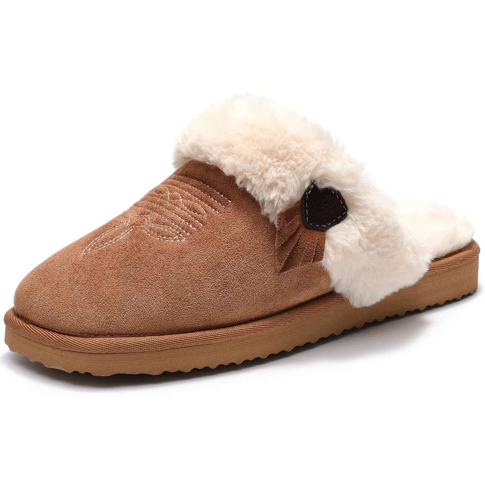OOW Cotton Slipppers For Winter&Autum Postpartum Care Cotton Slippers for Women Fuzzy House Slippers for Women with Memory Foam Comfy Bedroom Fluffy Western Cowgirl Boot Slippers Indoor Outdoor Square Toe