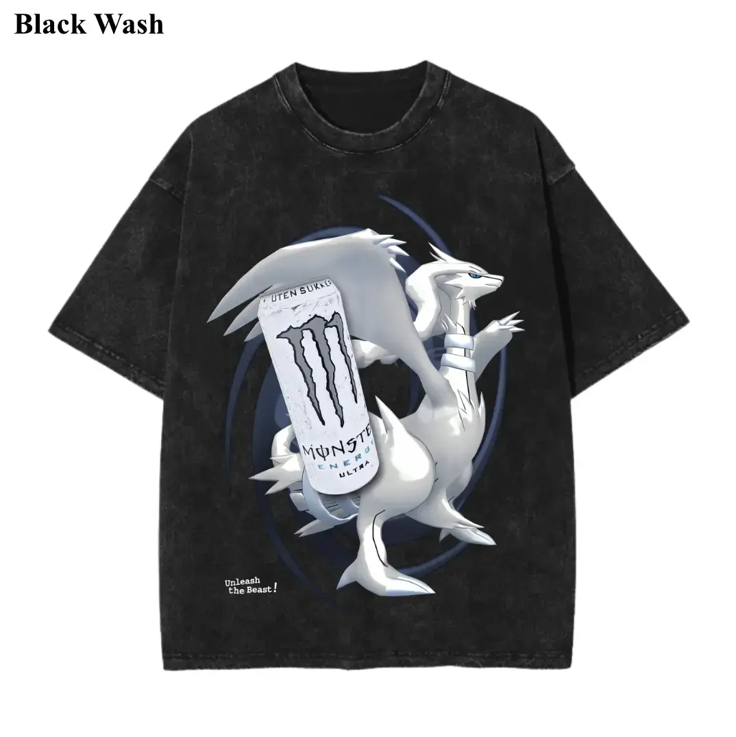 Vintage Reshiram White Soda Tee, Pocket Monster x Energy Soda Graphic Tees, Pocket Monster T-Shirt, Unisex Anime Shirt, Gym Workout Shirt, Menswear Womenswear Streetwear Top Fit Oversize