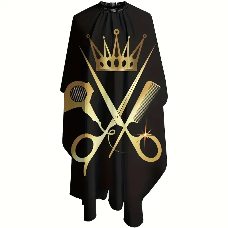 Premium Barber Cape Set with Gold Crown Scissors Design - Elegant Black & Gold Barber Decor for Salons & Barbershops, Durable Hairdressing Cape for Stylists, Hair Tools, Barber Accessories, Barber Supplies