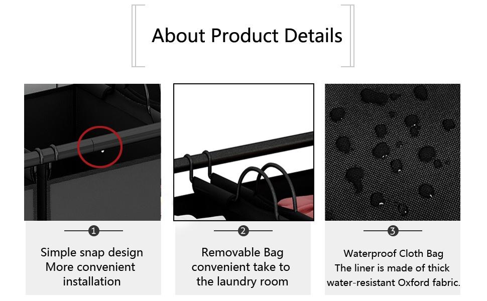 3-Bag Laundry Basket Sorter Laundry Hamper Cart with Heavy Duty Rolling Lockable Wheels and Removable Bags