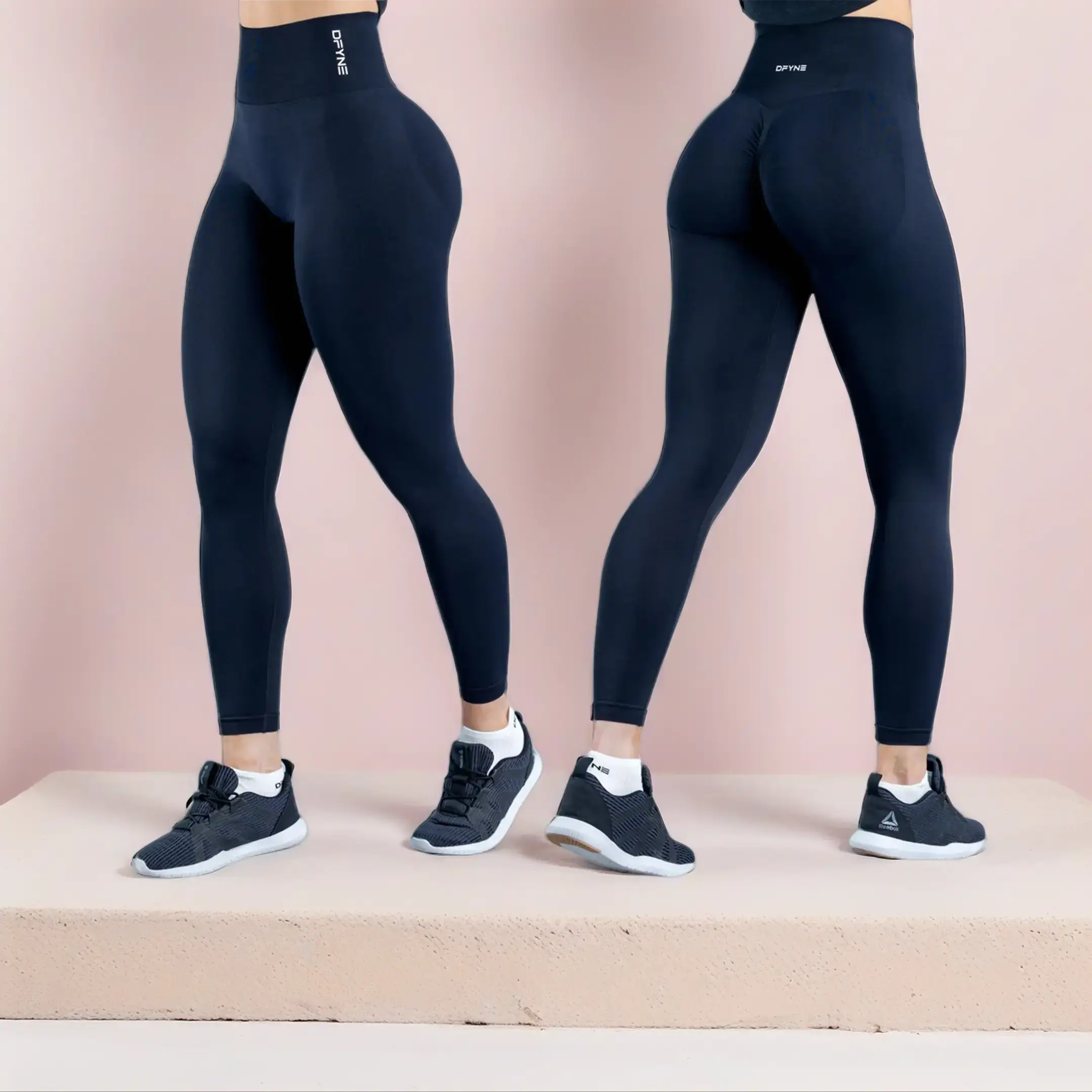 DFYNE Dynamic Leggings Women's High-Waisted Seamless Sculpting Leggings Ultra-Stretch Athletic Gym Yoga Pants with Second-Skin Fit