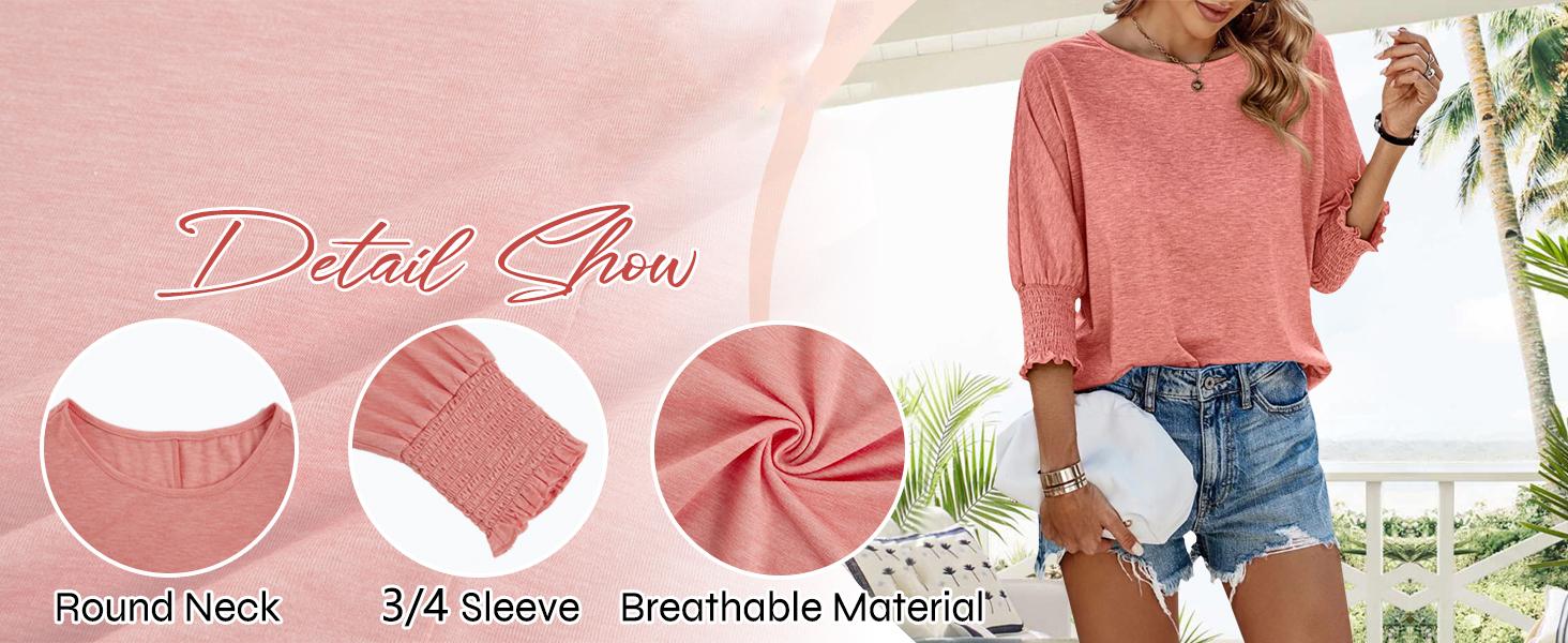 PiePieBuy Women's 3/4 Sleeve Blouse - Solid Color Crew Neck Shirt | Loose Fit Casual Top Basic Comfort Tshirt Crewneck Womenswear Fitted Streetwear casual outfits women PiePieBuy Women's 3/4 Sleeve Blouse - Solid Color Crew Neck Shirt | Loose Fit Casual Top Basic Comfort Tshirt Crewneck Womenswear Fitted Streetwear casual outfits women