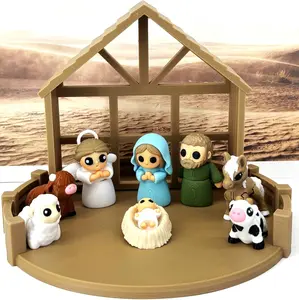 8pcs 3D Printed Nativity Set, Articulated Baby Jesus, Mary, Joseph, Angel, Mini Sheep, Horse, Fidget Christmas Home Decor Toy ANSET002