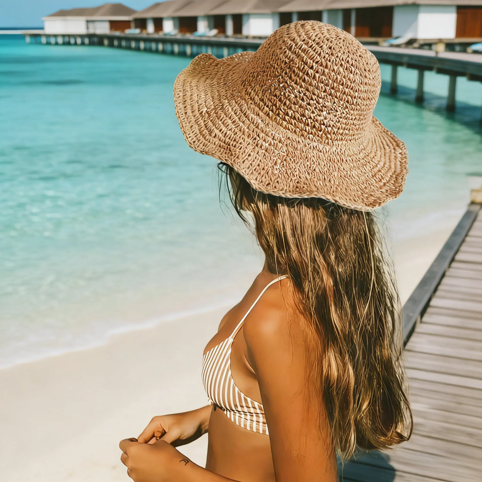 Foldable hand-woven straw hat, women display picture 1