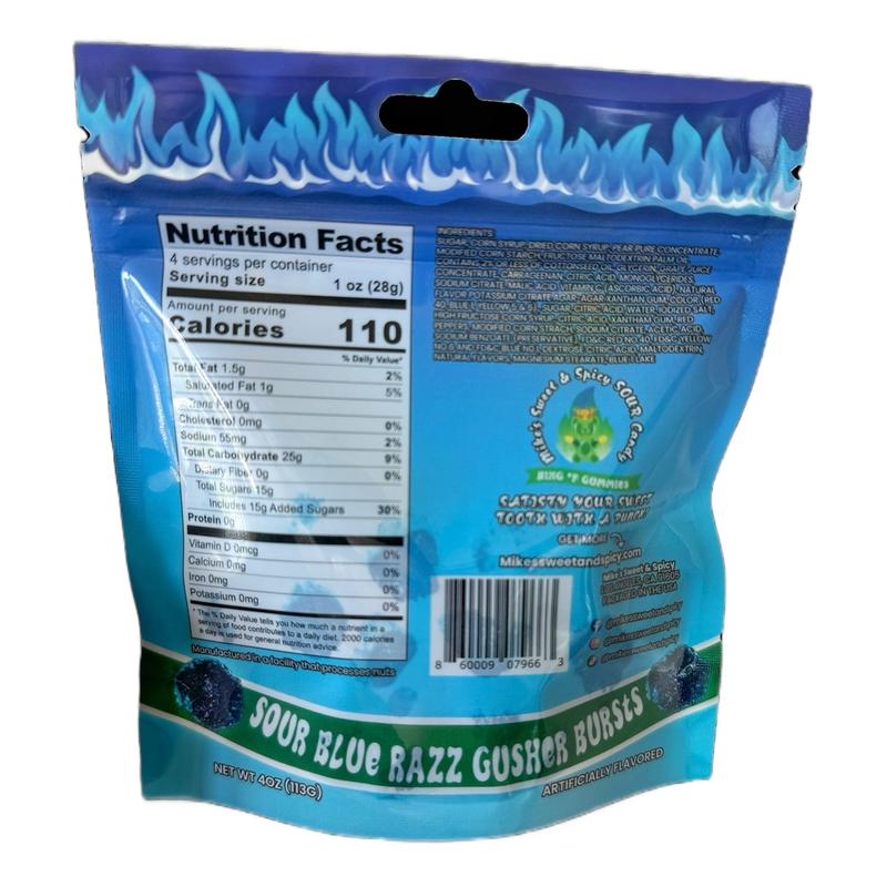 SOUR BLUE RAZZ GUSHER BURSTS GUMMY SOUR CANDY SNACK BONBON