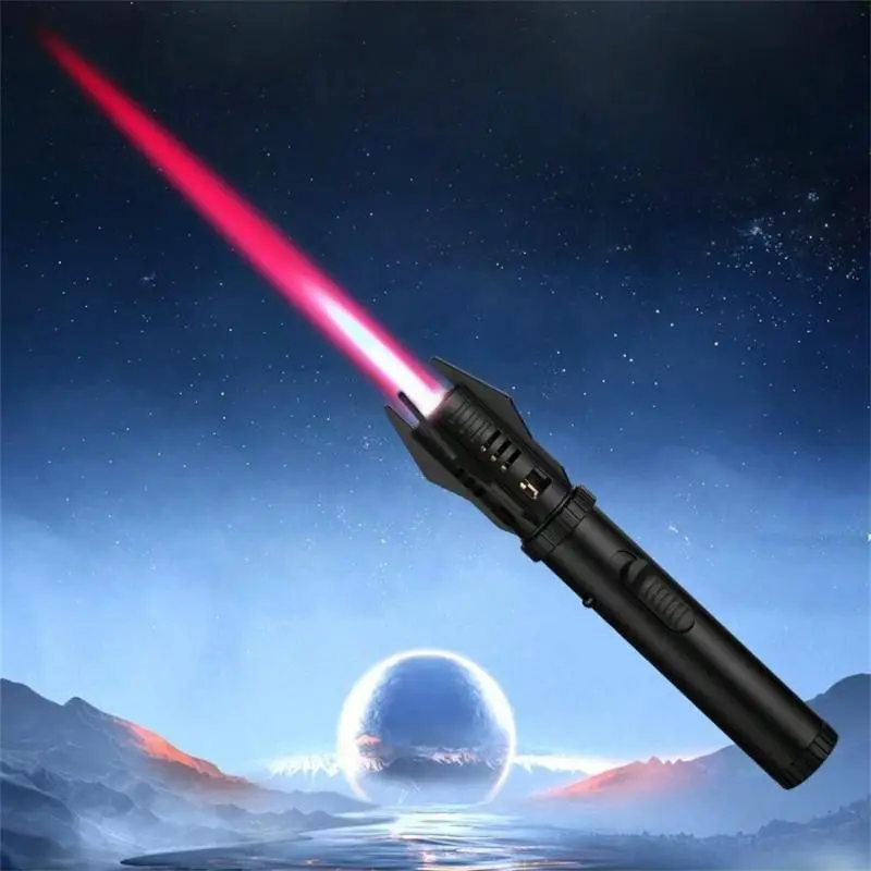 [Not included butane] 1800℃ High Temperature Butane Torch Lighter, Windproof  Metal Lighter | 360° Ignition Adjustable Flame 20cm Long Fire Outdoor Fire Starter with Safety Lock Gift Box | father's day gifts for husband