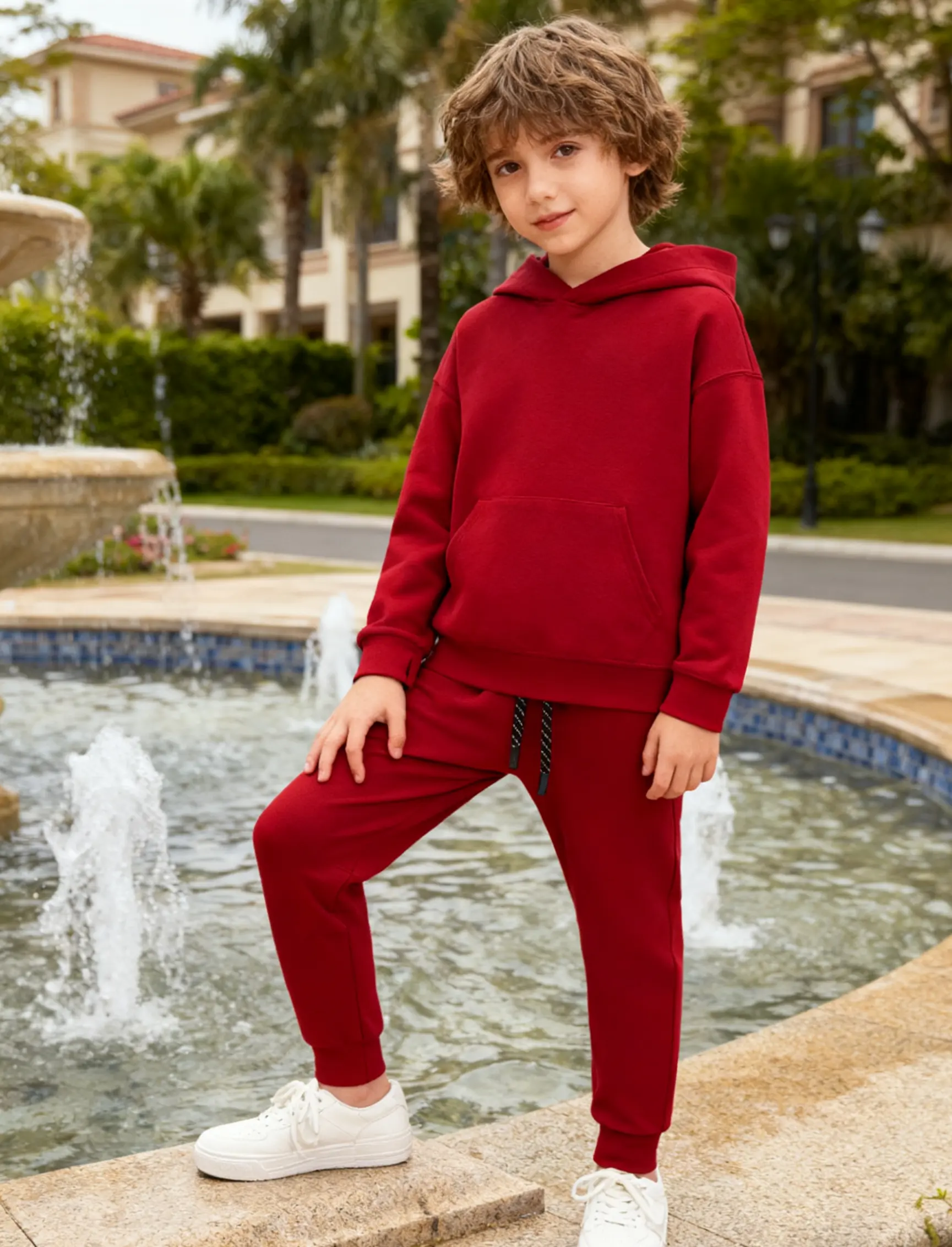 WHITE P.K. Kids Sweatsuit Set 2-Piece scuba-looks Athletic Tracksuit Playwear Pullover Hoodie and Jogger Pants for Boys Girls Size 5-16 (MERIDIANO)