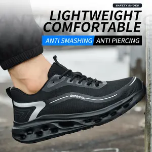 Men’s safety work boots — steel toe, shockproof, puncture-resistant, lace-up design, durable EVA sole; suitable for hiking, outdoor, and industrial use; all-season high-top trekking/outdoor shoes; men’s protective footwear