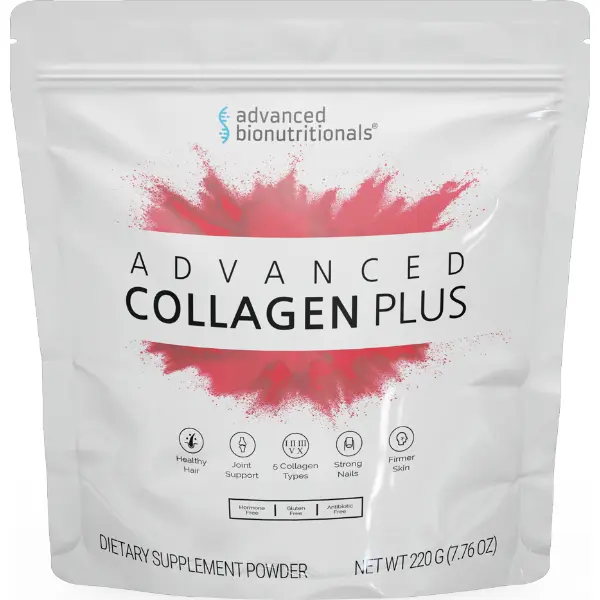 Advanced Bionutritionals Collagen Plus Collagen Protein Powder - 5-in-1 Dairy-Free Beauty Product for Adults, Supports Hair Skin Nails, Skin Care, Joint Health, Odorless, Easy-Mix (Types 1,2,3,5,X)