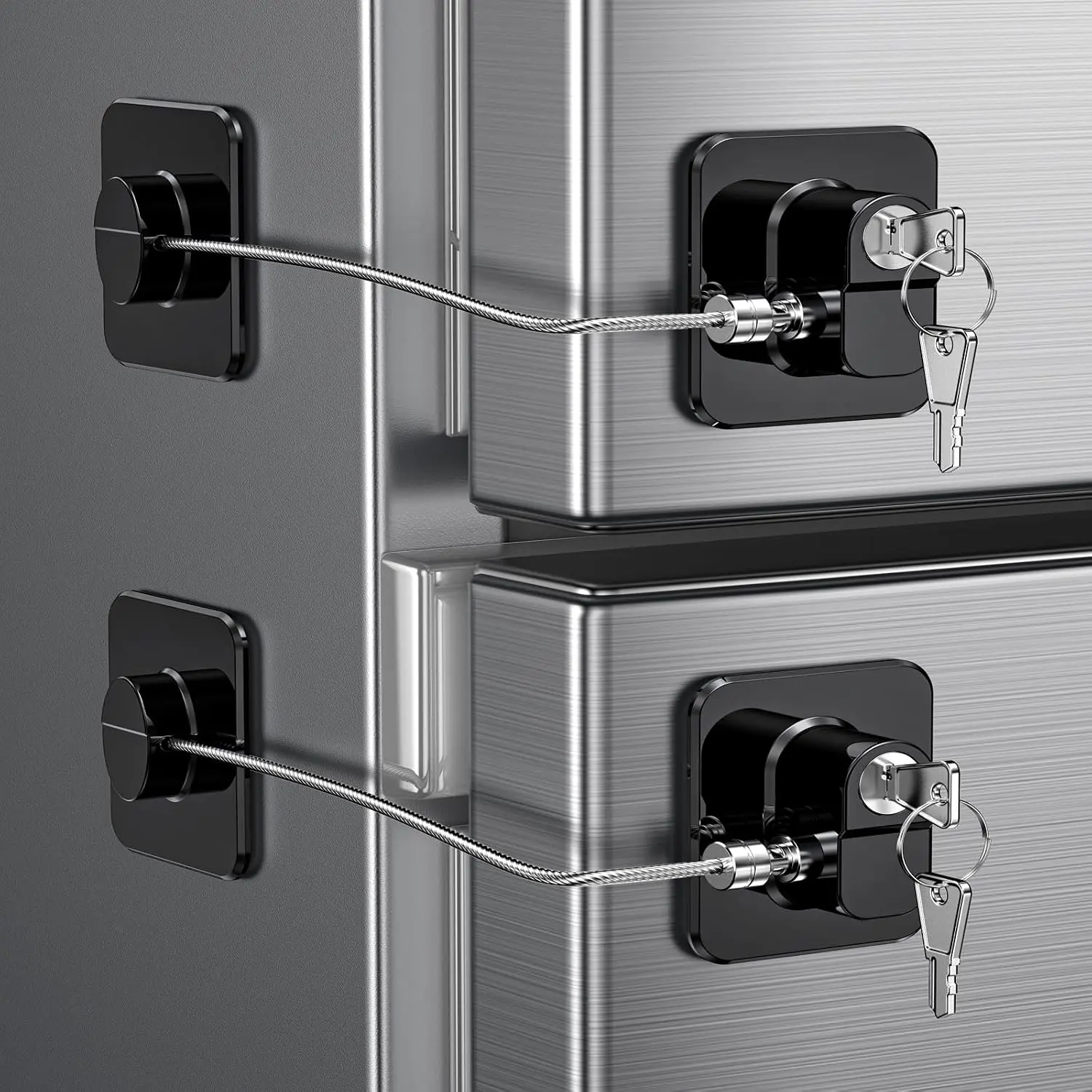 2-Pack Multi-Purpose Security Locks - No Tools/Drilling Needed, Patent-Protected, with 4 Keys for Motorcycle, Refrigerators, Cabinets, Freezers