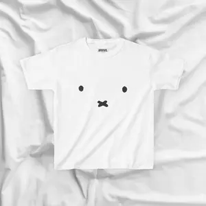 Miffy Baby Tee Shirt - Cute Graphic Tee Y2k Baby Tee Coquette Aesthetic Top Kawaii Bunny Shirt Vintage Style Crop Gift For Her Trendy