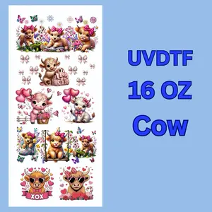 UVDTF 16 Oz Cow Print Bundle for Tumblers, Glass Cups, Mugs, Notebooks, Phone Cases & More - Easy Application, Waterproof, Long-Lasting, Vibrant Finish