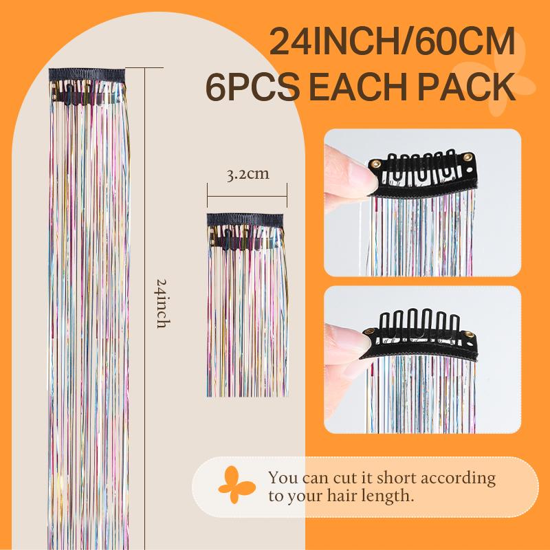 DOORES Tinsel Hair Extensions kit with tools,Colorful Hair Tinsel Stylable Fairy Hair Tinsel for Music Festival Shiny Beautiful